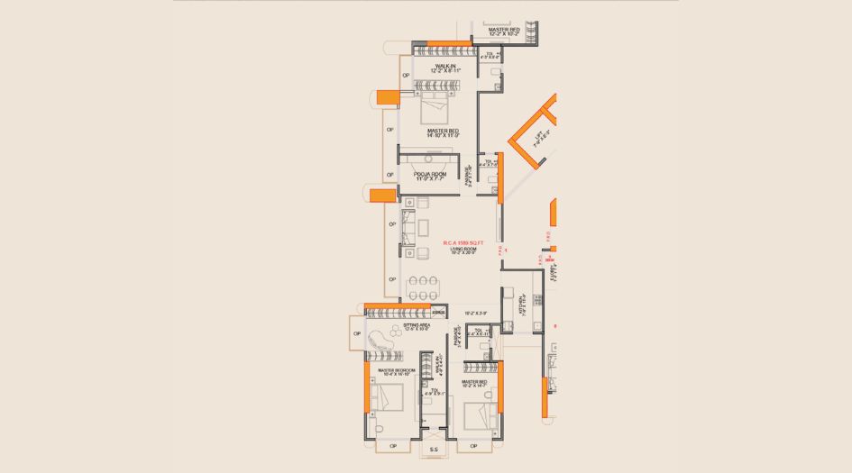 One-Vara-Floor-Plan-3 BHK- 1580 Sqft